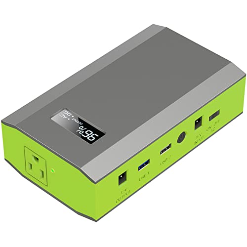 Portable Power Bank with AC Outlet, 65W External Battery Pack Backup | Portable Laptop Charger 24000mAh Fast Charging Power Source for Outdoor Tent Camping Home Office Smart Devices -Green - color: Green Grey