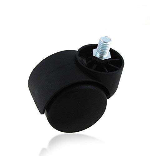 2 Inch Black Floor Protecting Rubber Office Chair Caster Wheels (Set of 5) fit to Metric Screw M10x12 mm Screw Stem,Chinese Standard Chairs