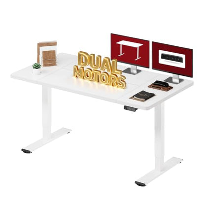 SANODESK Dual Motor 71''x 32'' Large Height Adjustable Standing Desk - color: White Frame+ White Top, size: 71x32