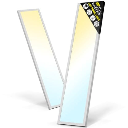 1x4 Led Flat Panel Light Surface Mount 2-Pack, 40W/4980LM, 5CCT 3000K/3800K/4500K/5200K/6000K Selectable, Flush Mount Ceiling Light for Kitchen, Garage, Hallway, Office, ETL - color: White, size: 1ft. X 4ft. (2-pack)