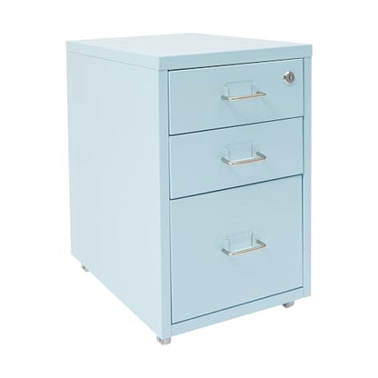 2 Drawer Vertical File Cabinet Mobile With Lock Vertical File Cabinet | Blue Sturdy Steel Storage Unit Equipped With Smooth Glide Drawers Lockable Rolling Wheels Space Saving Under Desk Design - color: Blue