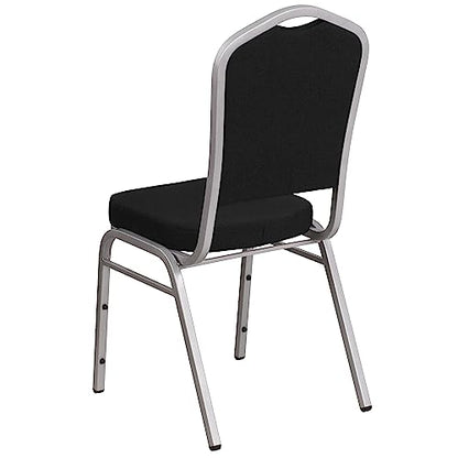 Flash Furniture Hercules Crown Back Stackable Banquet Chair, Silver, 4-Pack | Silver Frame, Fabric Upholstery - color: Black Fabric/Silver Frame, size: Set of 4
