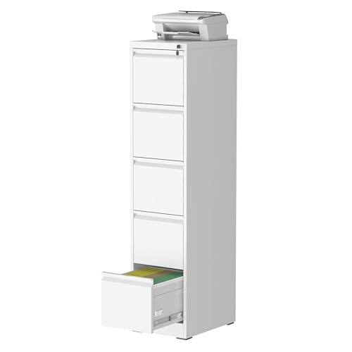 5 Drawer Vertical File Cabinet with Lock, Metal Filing Cabinets for Home Office, Heavy Duty File Storage Cabinet for Legal/Letter/A4 Documents, Easy to Assemble, White - color: White, size: 5-Drawer