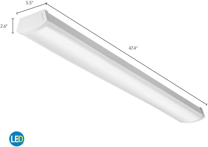 Lithonia Lighting 4 Foot LED Light Fixture, Low-Profile LED Wraparound Flush Mount Ceiling Light, 4000K Cool White, 48-Inch (FMLWL 48 840 ZT MVOLT) - color: 4000K Cool White, size: 48 inches, style: MVOLT