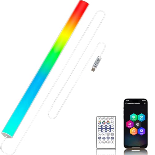 12" Under Monitor RGB Light Bar-Dense LEDs,16 Million Hues,USB-Powered, 3-Control (Button/Remote/App),LED Ambient Light for Gaming Room, Display Case & Desk Aesthetic Lighting（Silver）