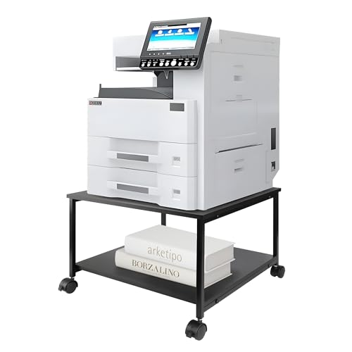 2-Tier Under Desk Printer Stand, 19.5" x 19.5" Large Rolling Printer Cart - color: Black, size: 2-Tier