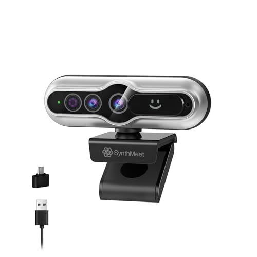 2K Webcam with Windows Hello, 2K 5MP 84°FOV USB Webcam with Noise-reducing Mic, Face Unlocked, Built-in Privacy Cover, Plug and Play, Wide Compatibility for Personal Meetings, Video Calls - color: Silver