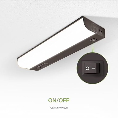 ASD LED Under Cabinet Lighting Hardwired, 12 Inch 5W 2700K-5000K Selectable, 442LM, CRI90+, Direct Wire Linkable Under Counter Lights for Kitchen, Dimmable Under Cabinet Lights, Bronze, UL Certified - color: 12 Inch Bronze, size: 1 Pack