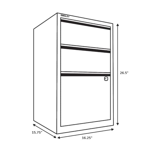 Bisley 3-Drawer Flush Front Vertical File Cabinet - Palest Pink - color: Palest Pink, size: 3 Drawer