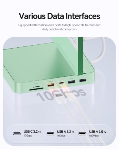 11-in-1 USB C Hub for iMac 24" 2021-2024 with M.2 NVMe 4TB SSD Enclosure | PULWTOP Aluminum iMac Hub with HDMI 4K@60Hz, 2.5G Ethernet, 5 USB A/C 10Gbps, SD/TF, Audio, iMac M4 Dock for M1/M3/M4, Green - color: Green