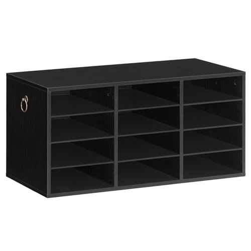 HOOBRO Countertop Mail Sorter, Wooden Literature Organizer, Student Mailbox for Classroom, Desktop Organizer for Office Home School, 12 Compartments Black BK43WF01 - color: Black