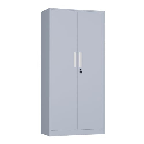 Metal Storage Cabinet, 72" H Lockable Steel Cabinets with Locking Doors, Storage Lockers with Adjustable Shelves for Office, Home, Garage, Gym, School (Cement Grey) - color: Cement Grey, size: MSC-D16