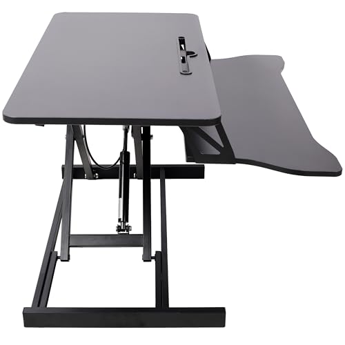 Standing Desk Converter, 32" Wide, Height Adjustable Sit Stand Up Desk Riser with Keyboard Tray, Desktop Workstation for Home Office Computer Laptop, Black - color: Black