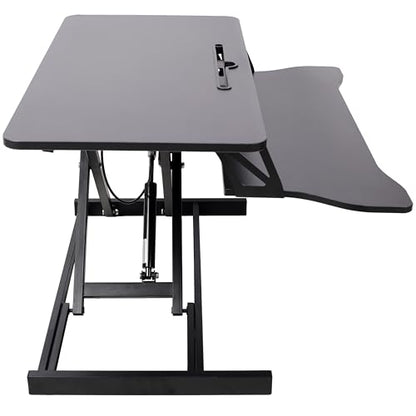Standing Desk Converter, 32" Wide, Height Adjustable Sit Stand Up Desk Riser with Keyboard Tray, Desktop Workstation for Home Office Computer Laptop, Black - color: Black