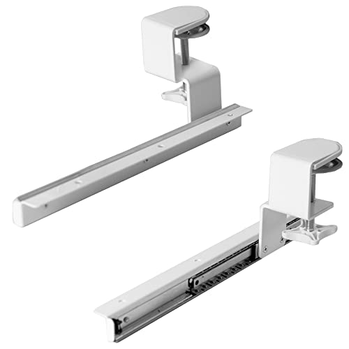 VIVO Clamp and 12 inch Rail Set for DIY Custom Wooden Keyboard Trays (Tray Not Included), Under Desk Pull Out Slider Track with Extra Sturdy C-clamp Mount System, White, MOUNT-RAIL02W - color: White