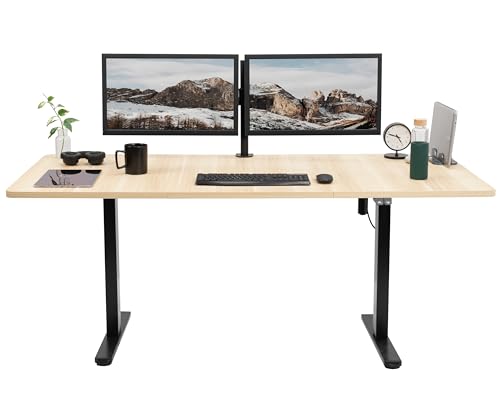 VIVO Light Wood 71 x 30 in Standing Desk, DESK-KIT-0B7C - color: Light Wood Top / Black Frame, size: 71 x 30 inch