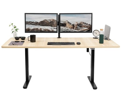 VIVO Light Wood 71 x 30 in Standing Desk, DESK-KIT-0B7C - color: Light Wood Top / Black Frame, size: 71 x 30 inch