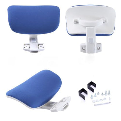 Universal Office Chair Headrest Attachment,Ajustable Height Angle Desk Chair Neck Support Pillow,Clip on Executive Chair Mesh Head Rest (Blue-White Back,clamp Inner Diameter 0.87"/2.2 cm) - color: Blue-white Back, size: clamp inner diameter 0.87"/2.2 cm