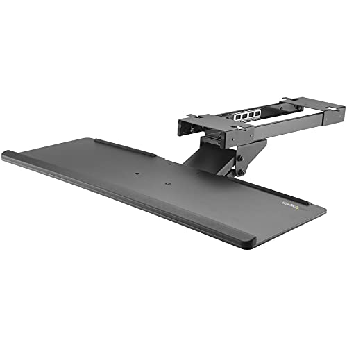 StarTech.com Under Desk-Mount Keyboard Tray - 26.4” Wide - Adjustable - Ergonomic Slide-Out Keyboard Shelf with Tilt and Swivel (KBTRAYADJ), Black - style: Standard