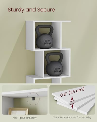 VASAGLE 5-Tier Bookcase, Open Storage, 15.7 x 9.4 x 62.8 Inches - color: Matte White, style: 5-Tier (15.7"W)