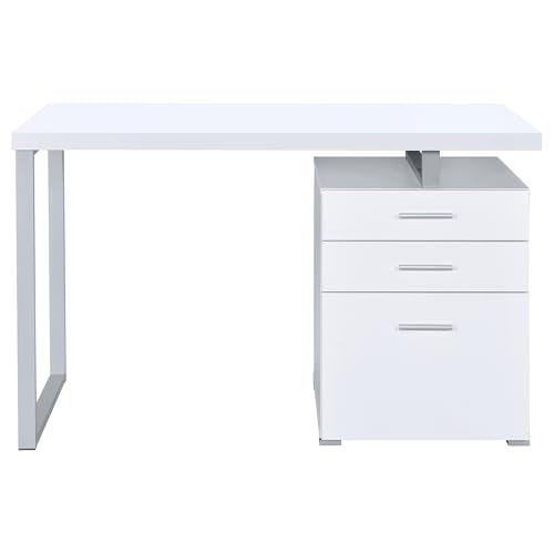 Coaster Brennan 47-Inch Rectangular 3-Drawer Desk with Storage White 800325 - color: White