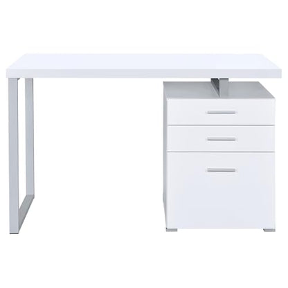 Coaster Brennan 47-Inch Rectangular 3-Drawer Desk with Storage White 800325 - color: White