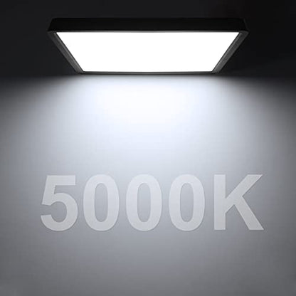 12inch 24W LED Flush Mount Ceiling Light, 5000K Square LED Ceiling Light, Black Flat Panel Lights for Bedroom, Kitchen, Living Room - color: Daylight White, size: Square-Black