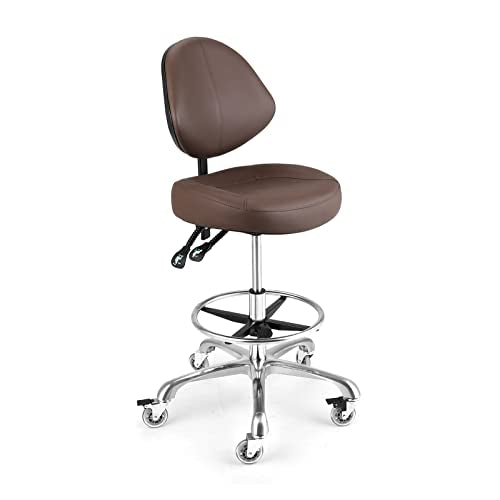 Office Drafting Chairs with Back Support, Rolling Drafting stools | Ergonomic,Heavy-duty Tall Shop Stool with Adjustable Foot ring for Standing Desk,Workshop Studio Salon Dental Home Office