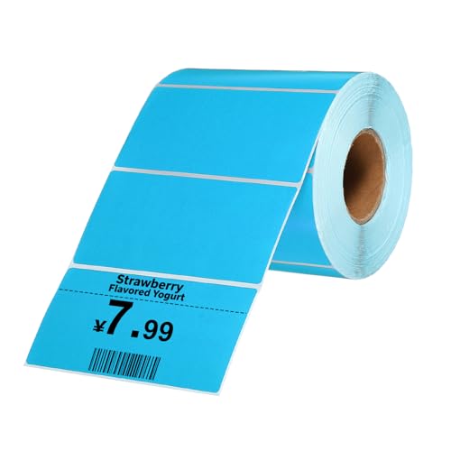 PATIKIL 1000 Pcs Thermal Labels, 2x3.94 Inch Thermal Printer Labels Stickers Self Adhesive Tags Rectangle Paper Roll Small for Printer Shipping Label Mailing UPS Barcode Address, Blue - color: Blue, size: 50x100mm