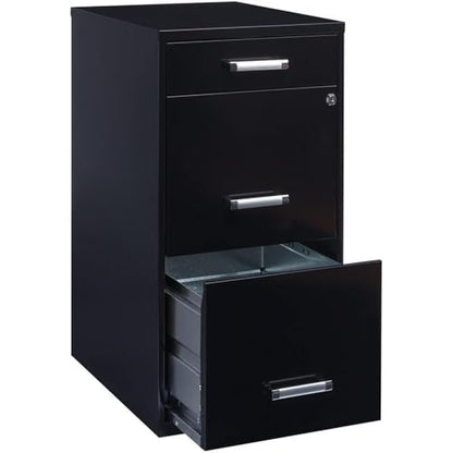 Scranton & Co 27.32" H x 18" D 3-Drawer Modern Metal Filing Cabinet with Pencil-Drawer, High-Sides, Letter Size, Patented Glide Suspension, for Small Office/Home Office, in Black - color: Black
