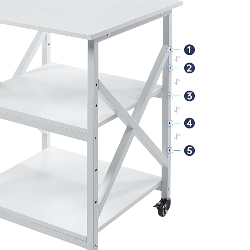 Fannova 3D Printer Stand 23.6"x23.6" with Height Adjustable Storage Shelf - color: White