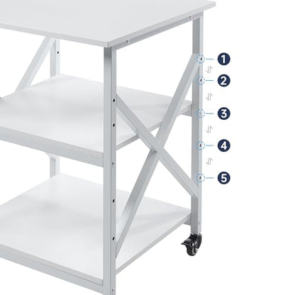 Fannova 3D Printer Stand 23.6"x23.6" with Height Adjustable Storage Shelf - color: White