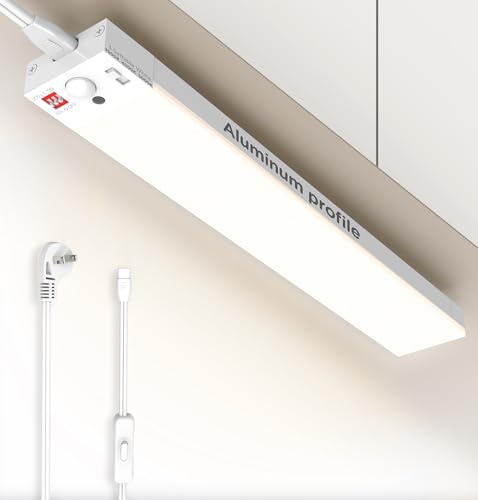 Under Cabinet Lighting Plug in, AC120V 3CCT 3000/4000/5000K Motion Sensor Light Indoor with Timer, Super Bright Linkable LED Counter Light for Kitchen, Closet, White 12 Inch, 1Pack - size: 12 Inch