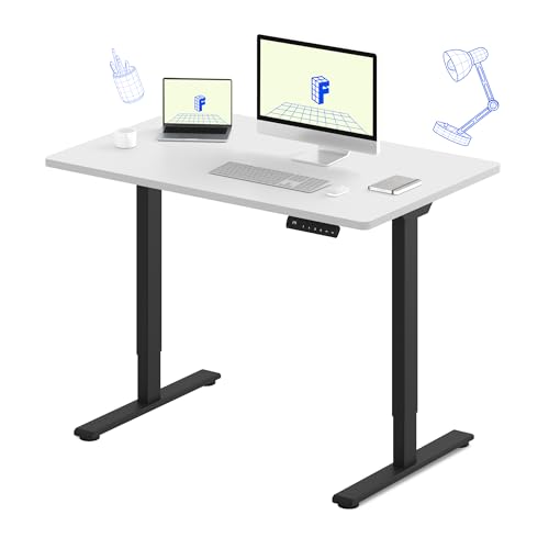 FLEXISPOT E3 Dual Motor Electric Standing Desk 48 x 24 Sit Stand Up Desk, Holds 220 lbs, Adjustable Height w/Memory Presets, One-Piece White Desktop & Black Frame, Ships in 2 Boxes - color: Black Frame + White Top, size: 48"x24" Whole-piece