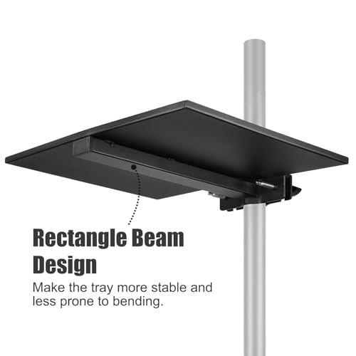 Microphone Stand Tray, 10.8 X 7.8 | Heavy Duty Steel, Clamp-On, Accessory Shelf for Mic Stand - size: 10.8" x 7.8"