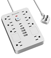 15FT Surge Protector Power Strip Extension Cord with 8 Outlets&6 USB Ports - color: White, size: 15FT