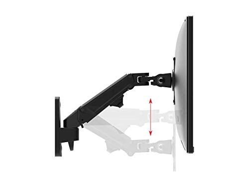 Monoprice Full Motion Wall Mount - for Monitors Up to 27 Inch, Adjustable Gas Spring, 1-Segment, Supports Max Weight 15.4 Pounds, Black - Workstream Collection - style: 1 Segment