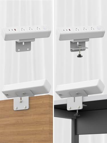 Desk Clamp Power Strip 3 Outlet 2 PD 20W USB-C Ports White - color: White