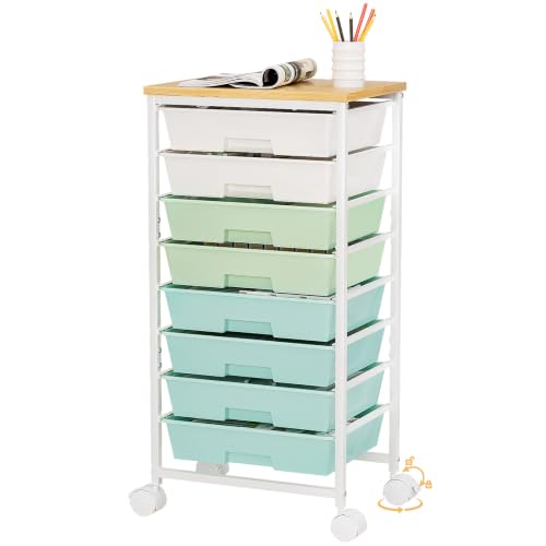 Homde Rolling Storage Drawer Cart: 8-Zone Organized Storage for Daily Use - color: Green