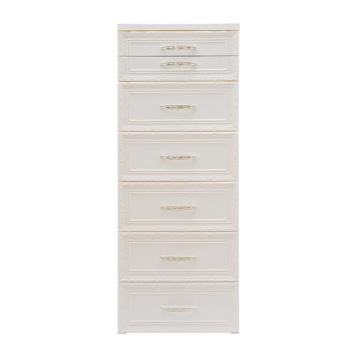 6-Drawer Narrow Storage Cabinet, Slim Rolling Cart, Mobile Plastic Cart Container with Pull Handles, Built-in Wheels, for Living Room, Kitchen, Bathroom, Office, 15 * 12.6 * 39.4in, Beige