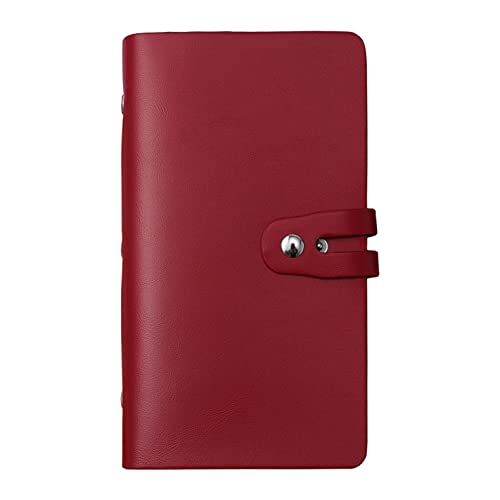 RFID Credit Card Holder, Leather Business Card Organizer with 96 Card Slots, Credit Card Case for Managing Your Different Cards and Important Documents to Prevent Loss or Damage (Dark Red) - color: Dark Red
