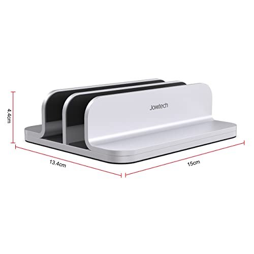 JOKItech Double Aluminum Laptop Vertical Stand Organizer, Sturdy Notebook Computer Holder Stand Compatible with New Liquid Retina XDR Apple MacBook Air/Pro/Neo, Mac mini, Apple TV & iPad Pro - Silver - color: Silver
