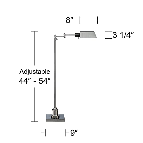 Jenson Brushed Nickel Adjustable Swing Arm Pharmacy 54" Tall Floor Lamp | Traditional Farmhouse Light Standing Base Silver Metal for Living Room Reading House Bedroom Home Office - color: Silver Brushed Nickel