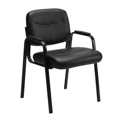 Sweetcrispy Waiting Room Chairs Set of 2, Office Guest Chairs No Wheels | Leather Padded Arms, Stationary Reception, Conference, Lobby Table, Elderly, Side Salon, Clinic, Inky - size: 2 PCS Set
