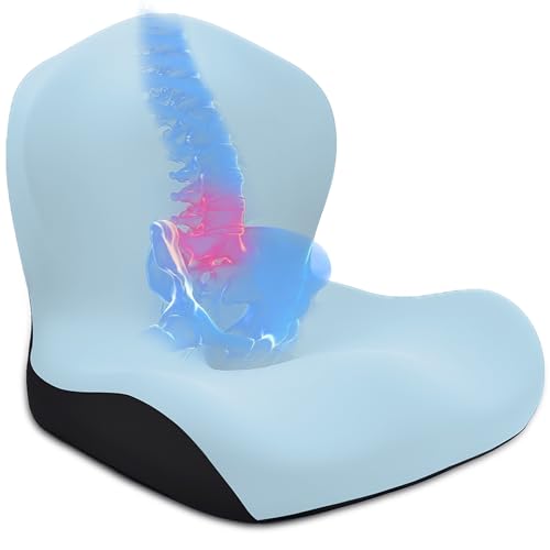 Seat Cushion, Office Chair Cushion, L-Shaped Ergonomic Car Seat Cushions, Memory Foam Chair Cushion, Lumbar Support Pillow for Wheelchair, Car, Home, Office, Desk, Blue - color: Blue