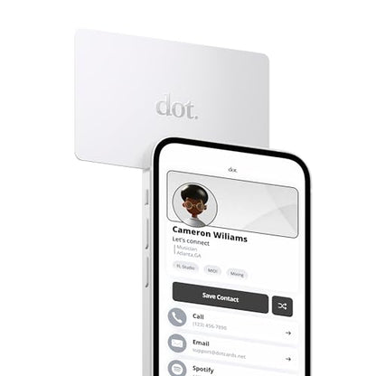 dot. Card - Digital Business Card - Tap Compatible with iPhone & Android (White) - color: White