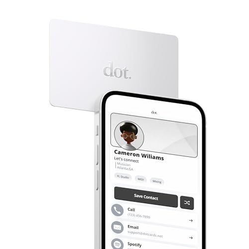 dot. Card - Digital Business Card - Tap Compatible with iPhone & Android (White) - color: White