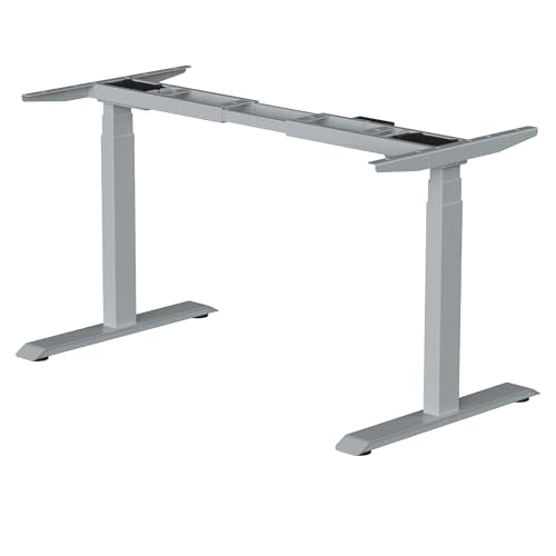 Fromann Electric Standing Desk Frame Dual Motor 3 Stages Height Adjustable Desk Legs with USB A+ C Ports Sit Stand up Desk Base for Home and Office (Grey) - color: Grey