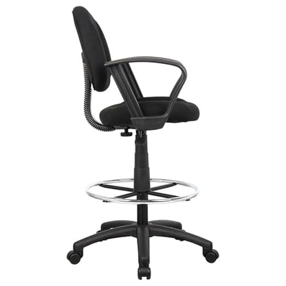 Ergonomic Drafting Chair Black Mid Back Swivel Tall Task Stool Adjustable Foot Ring Loop Arms Mesh Back High Desk Seat for Studio Reception Counter Home Office Lab Architect Workstation
