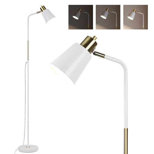 LALISU Floor Lamp Industrial Floor Lamps Reading Farmhouse Standing Lamp - color: White